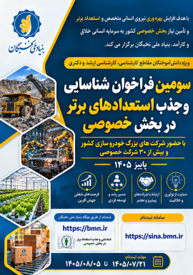 اطلاعیه ﺛﺒﺖ ﻧﺎﻡ ﺳﻮﻣﯿﻦ ﻓﺮﺍﺧﻮﺍﻥ ﺟﺬﺏ ﺍﺳﺘﻌﺪﺍﺩﻫﺎﯼ ﺑﺮﺗﺮ ﺩﺭ ﺑﺨﺶ ﺧﺼﻮﺻﯽ ﺳﺎﻝ 1405